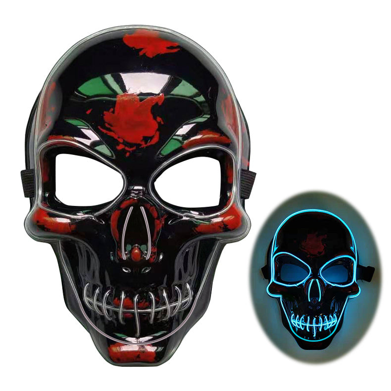 Halloween Cane Cosplay Props Halloween Skeleton Mask LED Glow Scary Mask