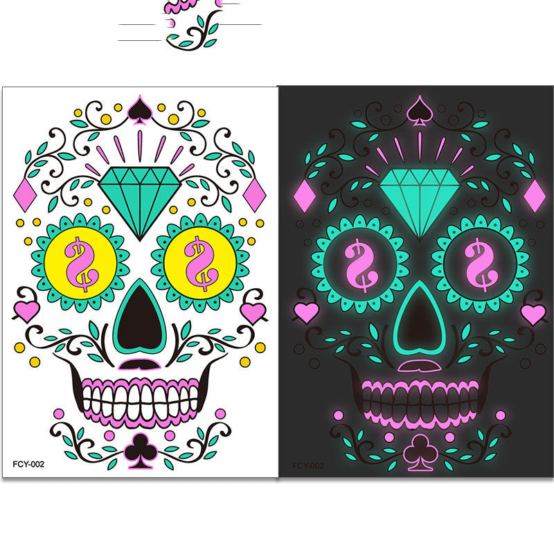 MOSiC | Day of the Dead  Funny Halloween Two-color Luminous Tattoo Sticker Face