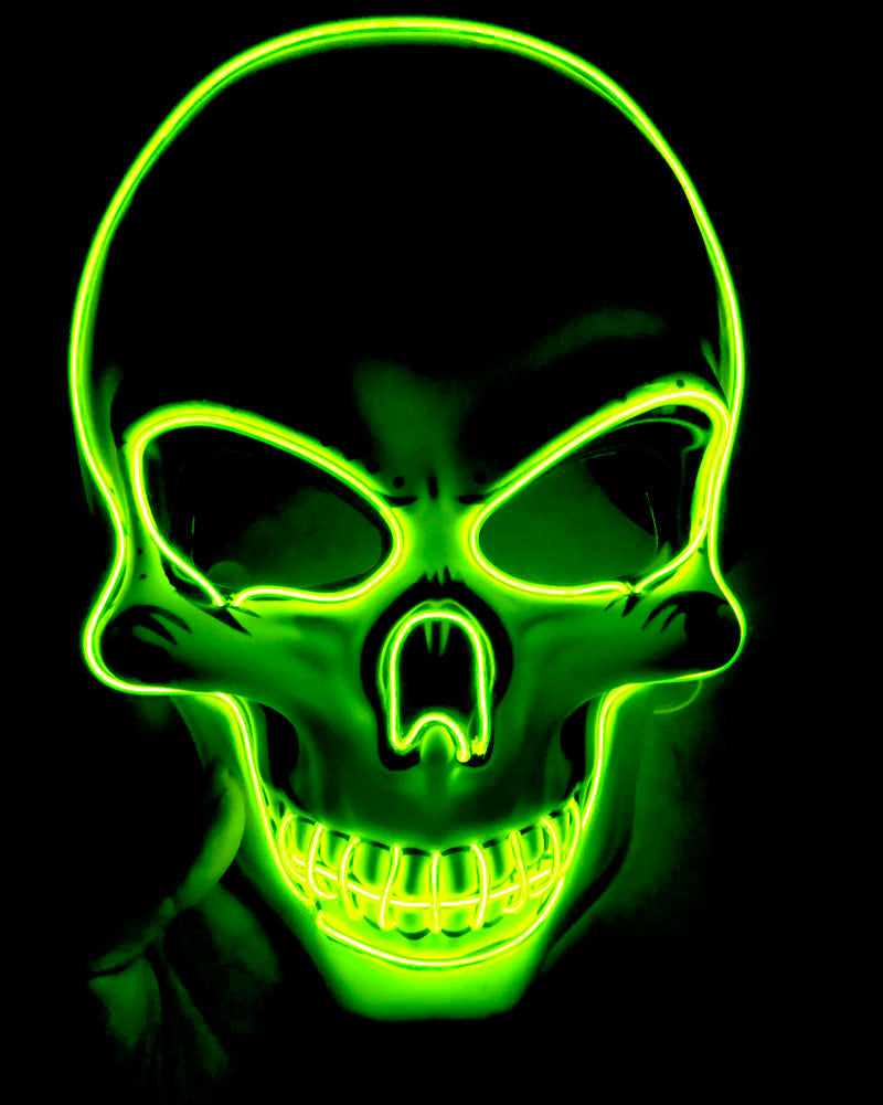 Halloween Cane Cosplay Props Halloween Skeleton Mask LED Glow Scary Mask