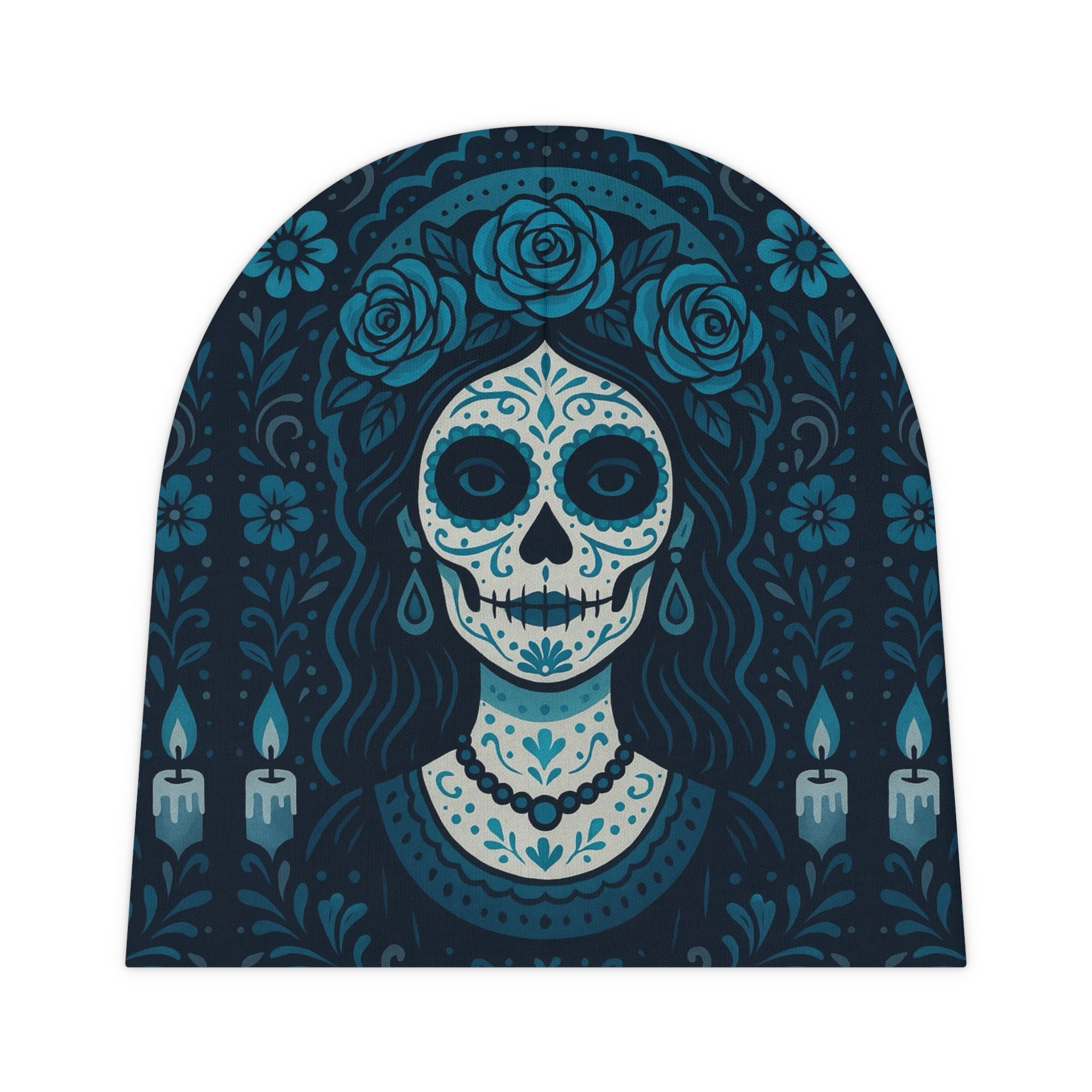 MOSiQ | Day of the Dead Havanal Baby Beanie, Cute Infant Hat, Celebration Gift, Festive Baby Apparel, Halloween, Day of the Dead