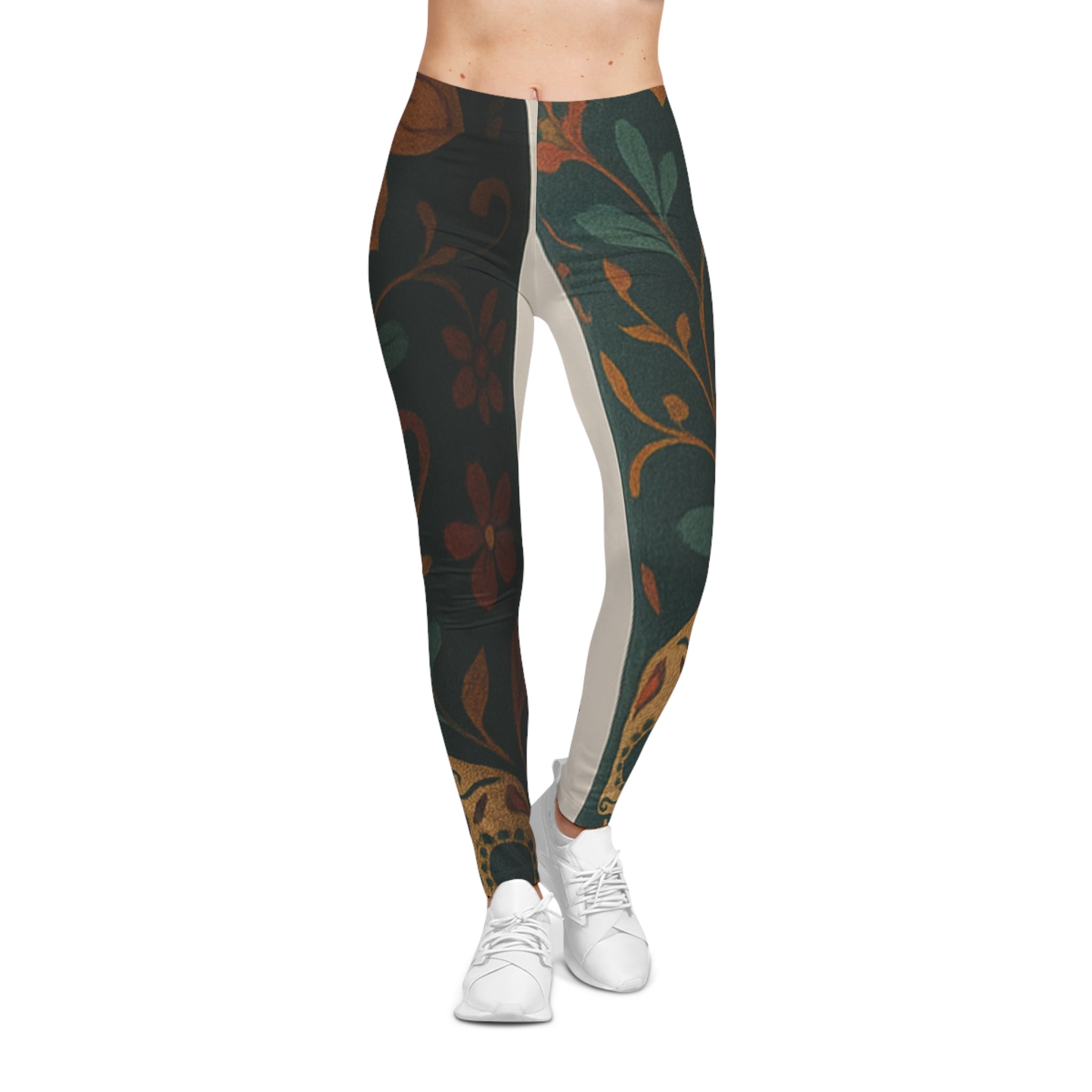 MOSIQ | Day of the Dead  Women's Floral Print Leggings, Casual Fitness Tights, Boho Style Activewear, Comfortable Leggings, Gift for Her, Everyday Wear