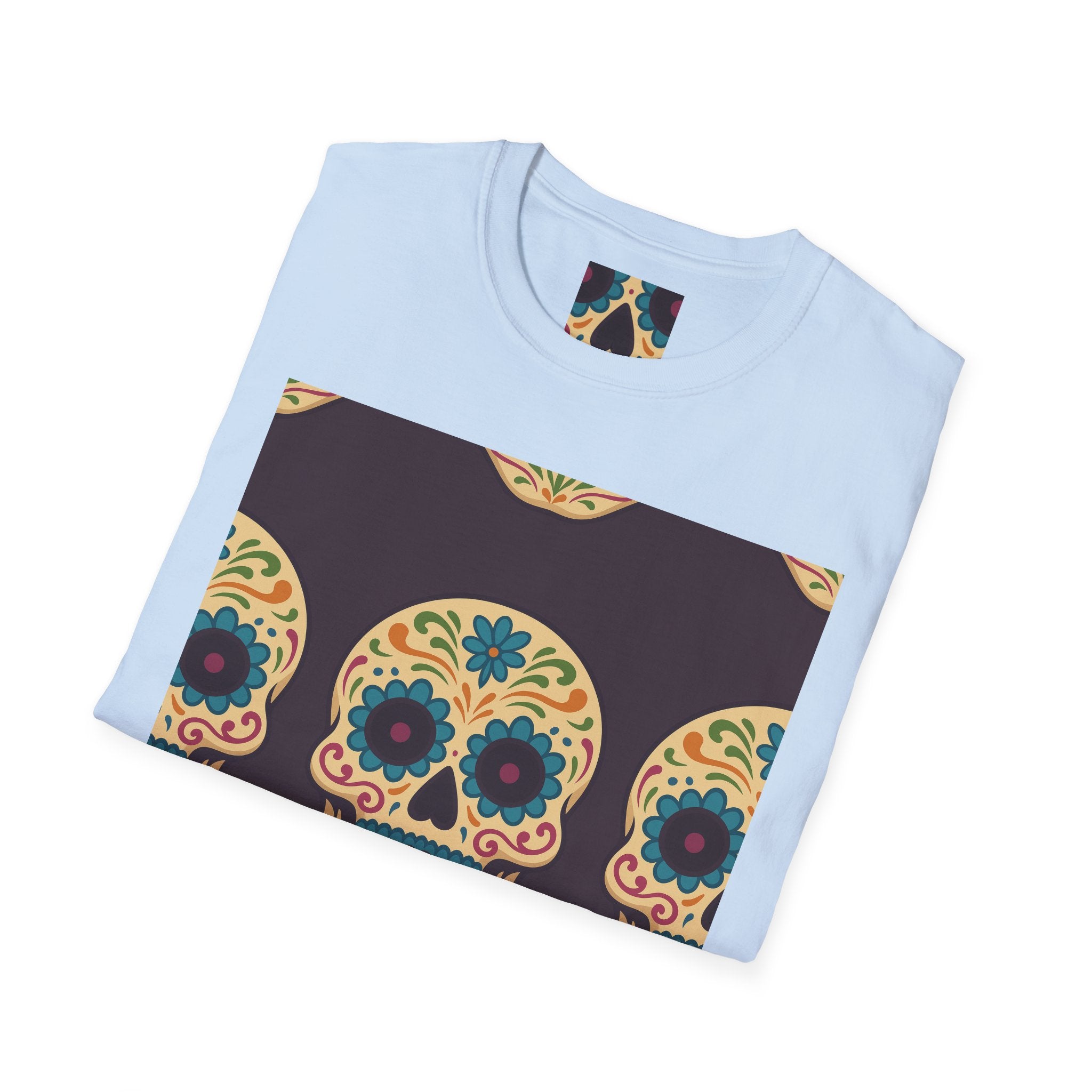 MOSAiC | Day of the Dead T-Shirt, Unisex Graphic Tee, Halloween Shirt, Sugar Skull Top, Boho Festival Wear, Vintage Style Apparel