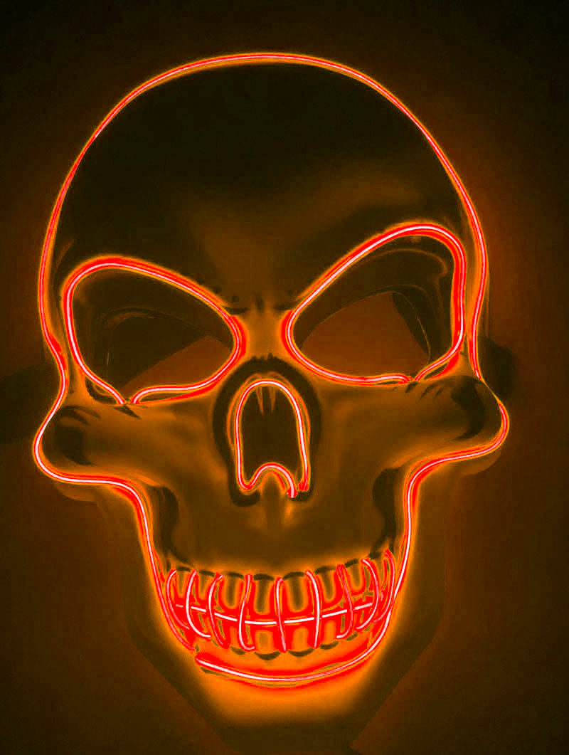 Halloween Cane Cosplay Props Halloween Skeleton Mask LED Glow Scary Mask