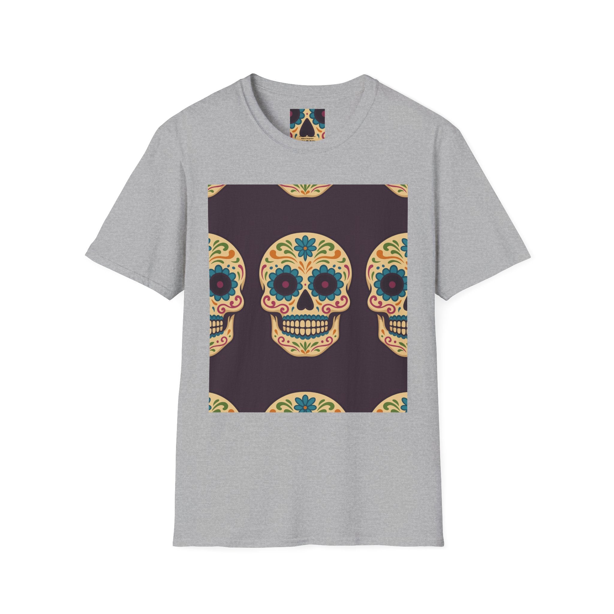 MOSAiC | Day of the Dead T-Shirt, Unisex Graphic Tee, Halloween Shirt, Sugar Skull Top, Boho Festival Wear, Vintage Style Apparel