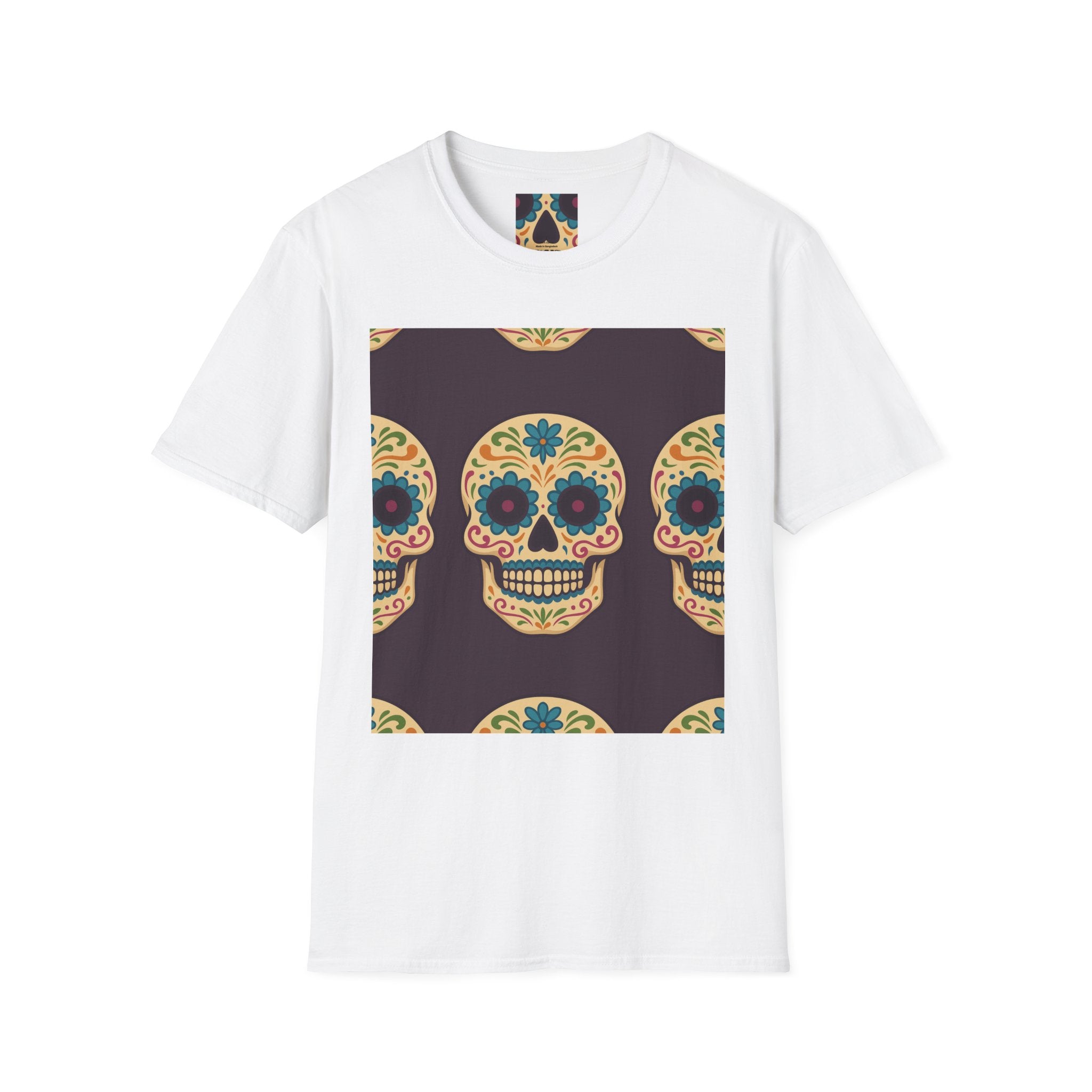 MOSAiC | Day of the Dead T-Shirt, Unisex Graphic Tee, Halloween Shirt, Sugar Skull Top, Boho Festival Wear, Vintage Style Apparel