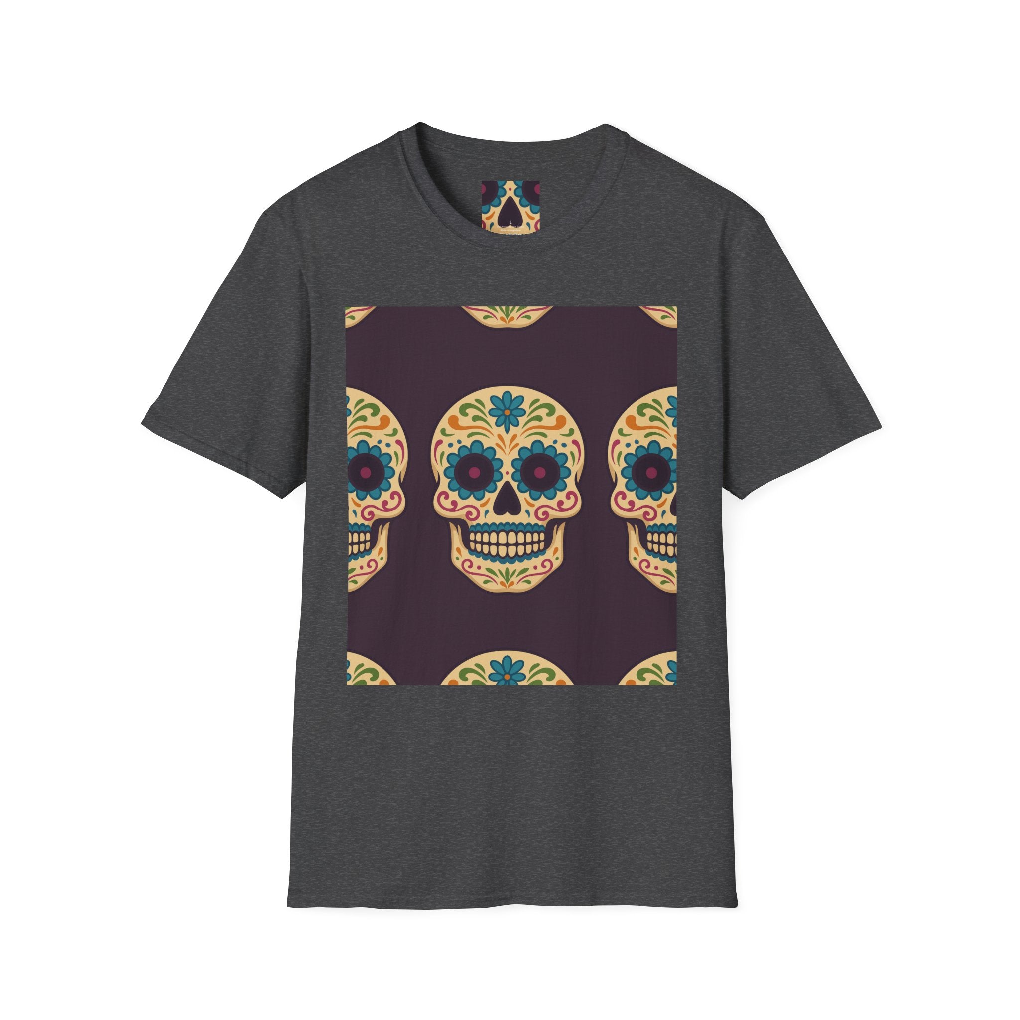 MOSAiC | Day of the Dead T-Shirt, Unisex Graphic Tee, Halloween Shirt, Sugar Skull Top, Boho Festival Wear, Vintage Style Apparel