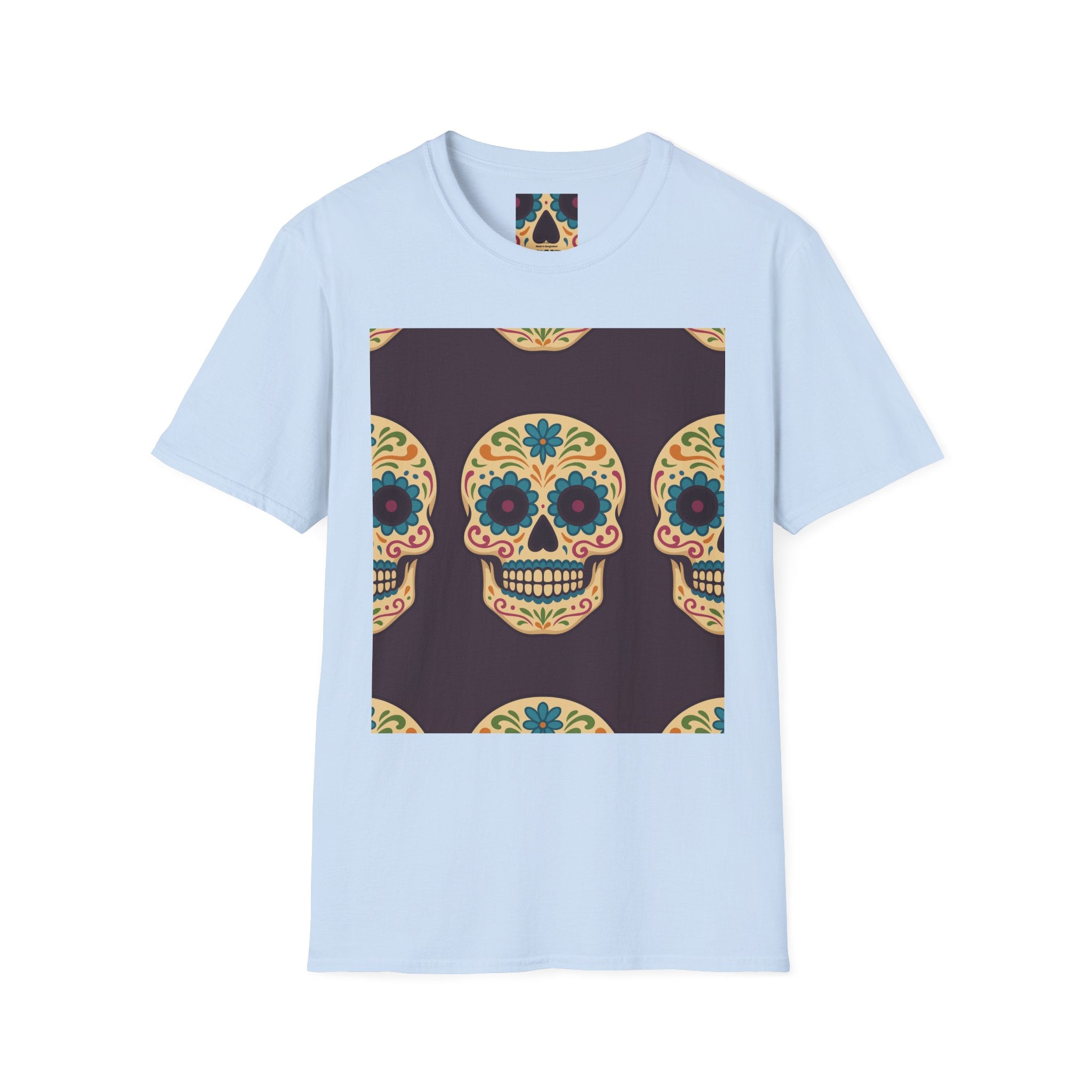 MOSAiC | Day of the Dead T-Shirt, Unisex Graphic Tee, Halloween Shirt, Sugar Skull Top, Boho Festival Wear, Vintage Style Apparel