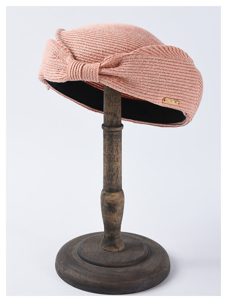 MOSiC | Day of the Dead  Straw Beret Summer Elegant Bow Straw Hat