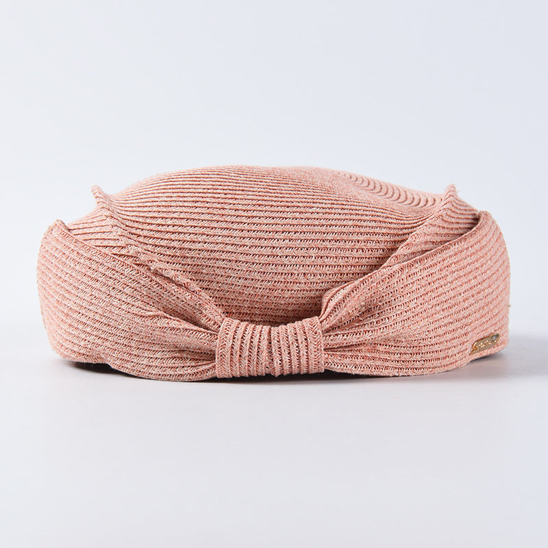MOSiC | Day of the Dead  Straw Beret Summer Elegant Bow Straw Hat