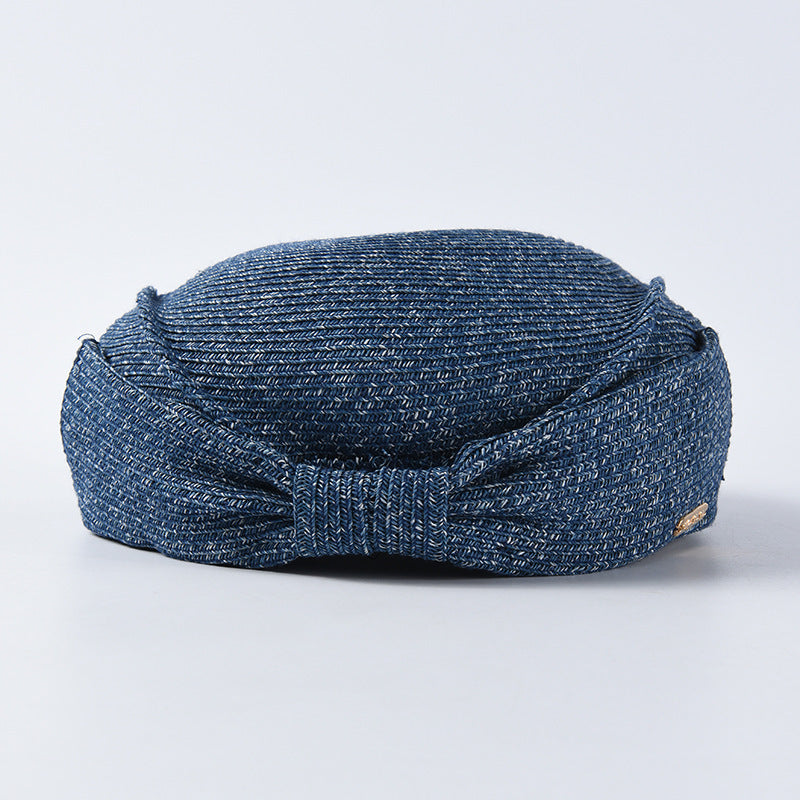 MOSiC | Day of the Dead  Straw Beret Summer Elegant Bow Straw Hat