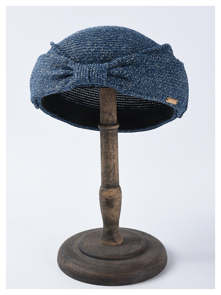 MOSiC | Day of the Dead  Straw Beret Summer Elegant Bow Straw Hat