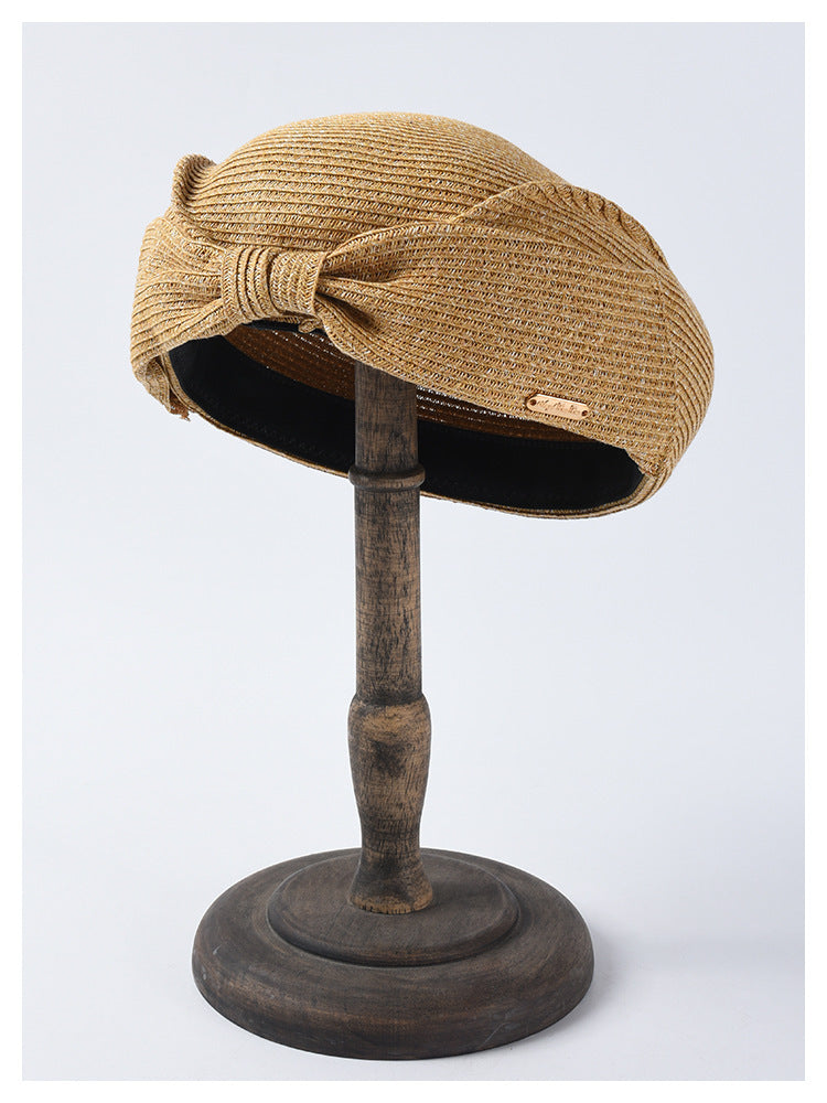 MOSiC | Day of the Dead  Straw Beret Summer Elegant Bow Straw Hat