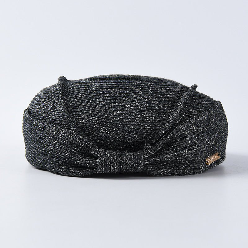 MOSiC | Day of the Dead  Straw Beret Summer Elegant Bow Straw Hat