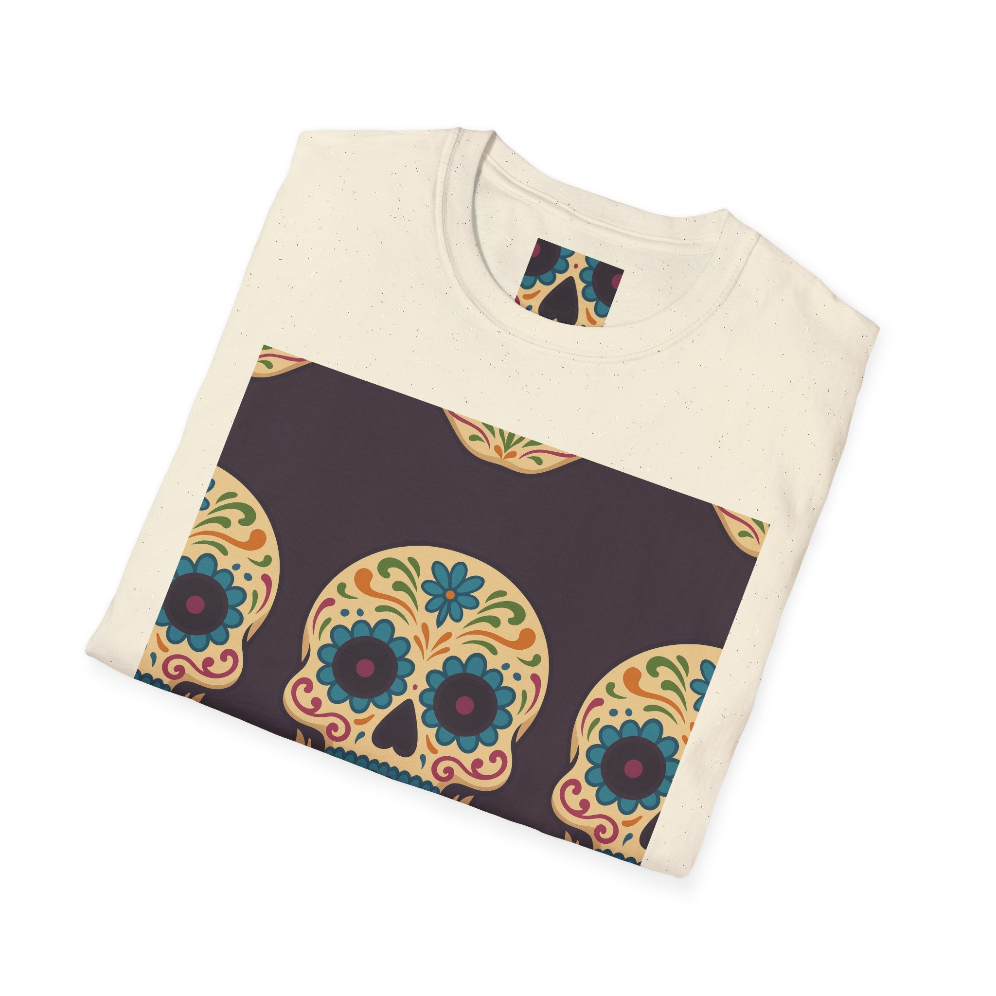 MOSAiC | Day of the Dead T-Shirt, Unisex Graphic Tee, Halloween Shirt, Sugar Skull Top, Boho Festival Wear, Vintage Style Apparel