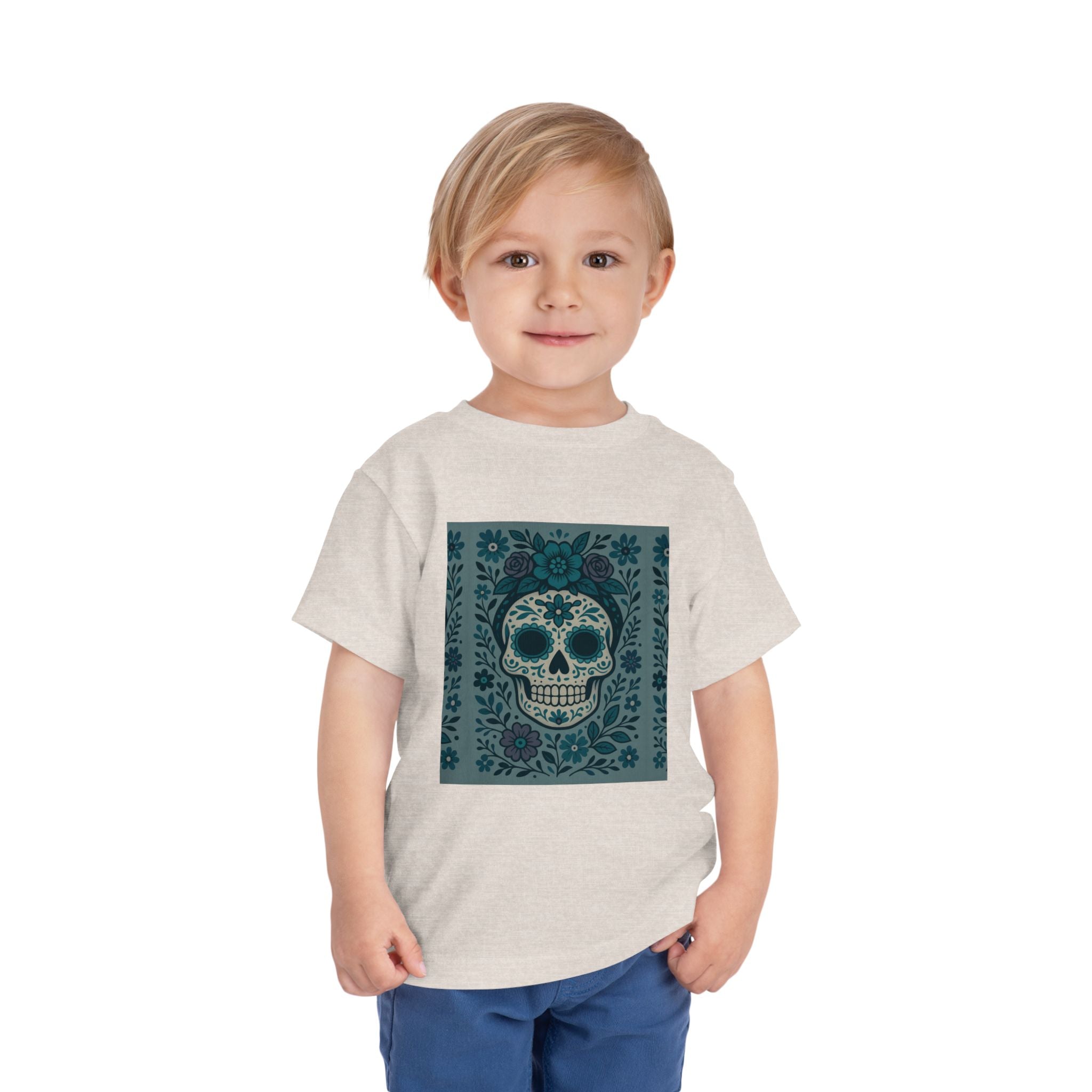 MOSiQ | Day of the Dead  Sugar Skull Toddler Tee, Kids' Halloween Shirt, Día de los Muertos Gift, Cute Toddler Outfit, Toddler Graphic T-Shirt