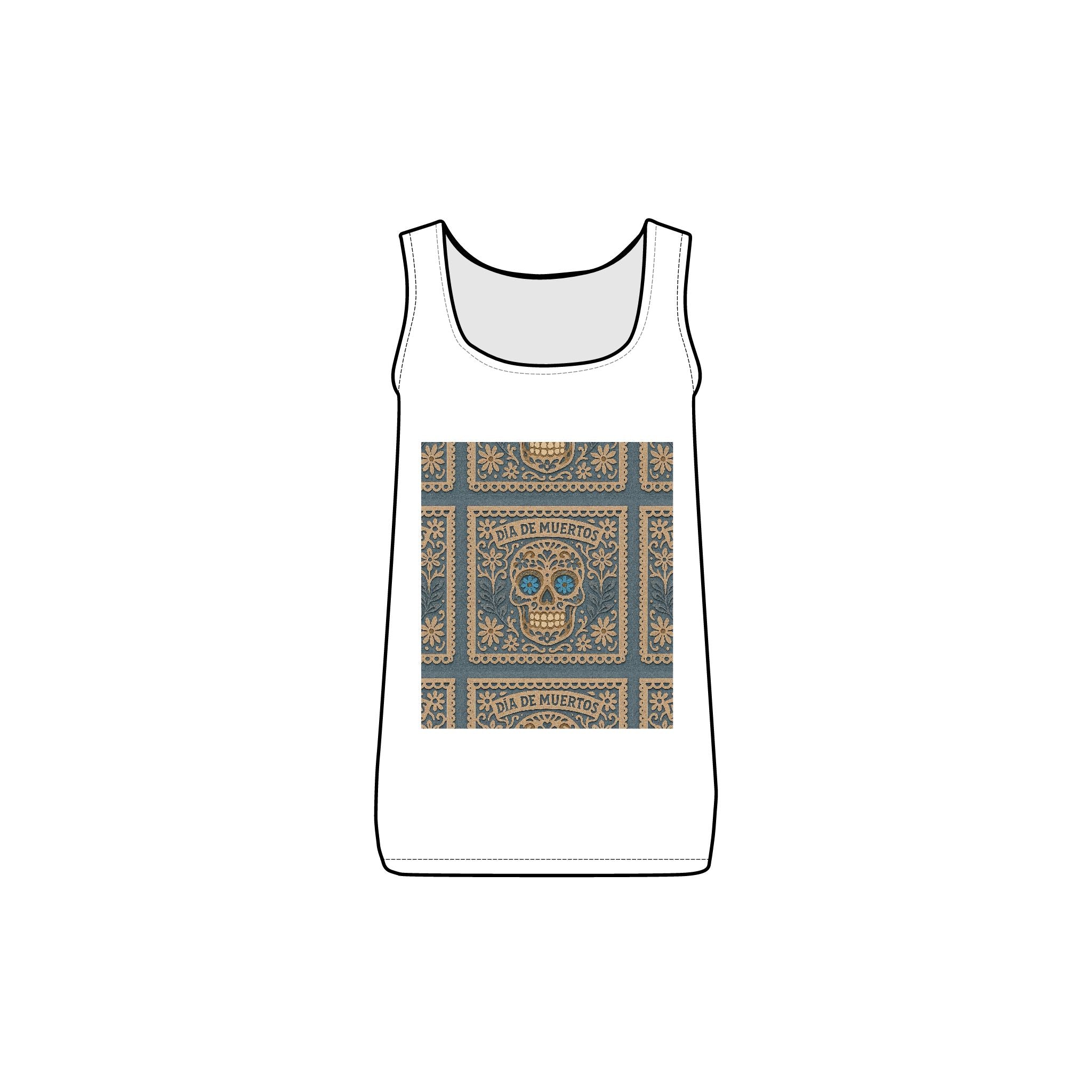 MOSiQ Day of the Dead Women's Bohemian Skull Tank Top | Casual Summer Top, Festival Wear, Beachwear, Gift for Her, Vintage Style