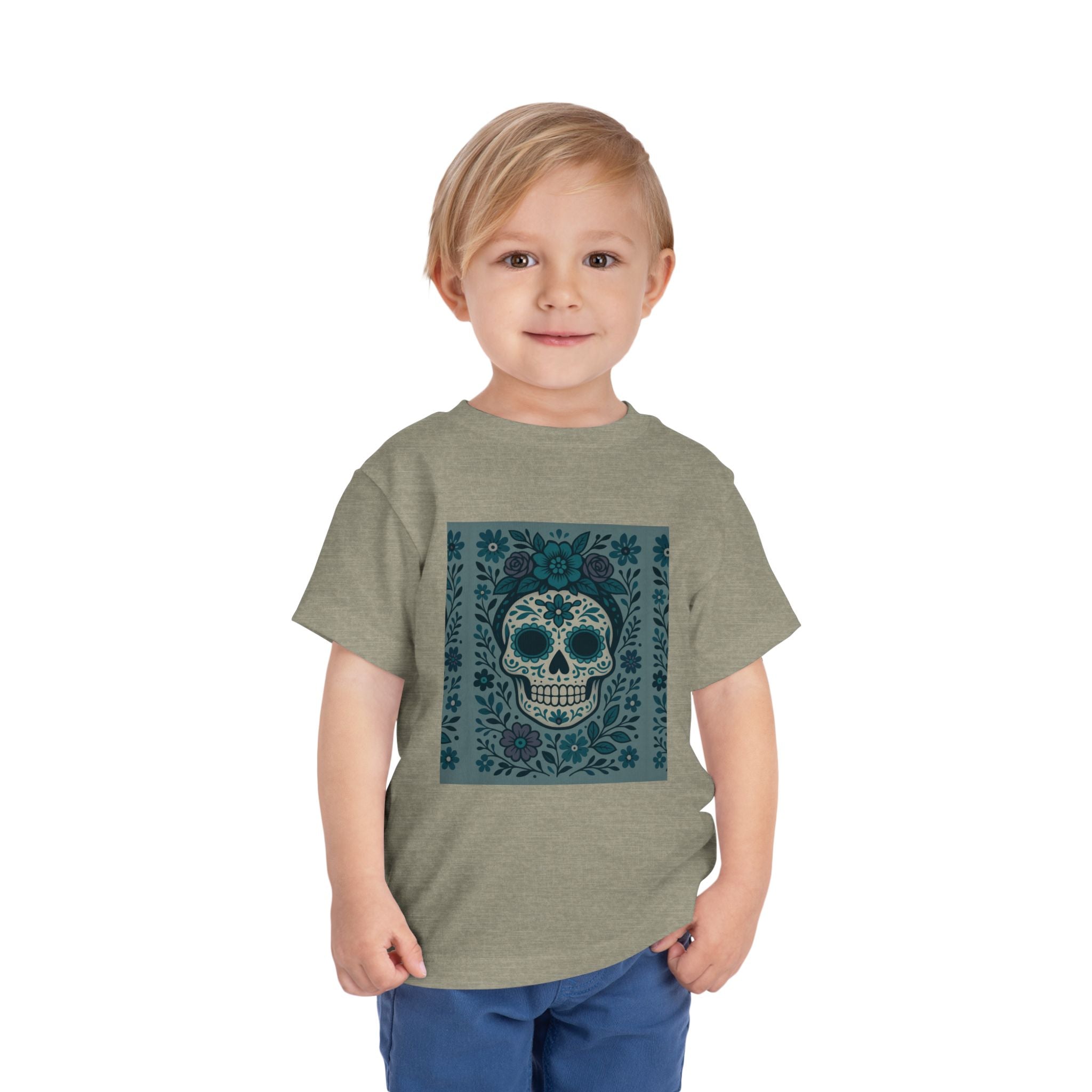 MOSiQ | Day of the Dead  Sugar Skull Toddler Tee, Kids' Halloween Shirt, Día de los Muertos Gift, Cute Toddler Outfit, Toddler Graphic T-Shirt
