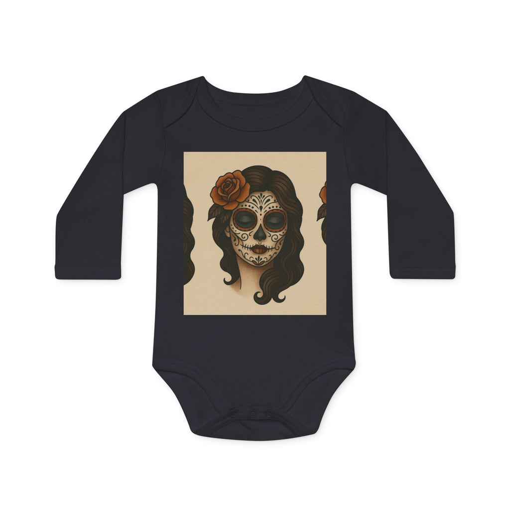 MOSiQ | Day of the Dead Havana Baby Bodysuit, Cute Infant Skull Outfit, Organic Cotton Babywear, Halloween Baby Gift, Unisex Newborn Clothing