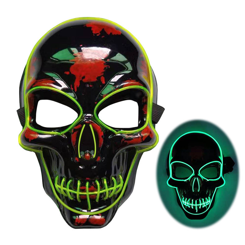 Halloween Cane Cosplay Props Halloween Skeleton Mask LED Glow Scary Mask