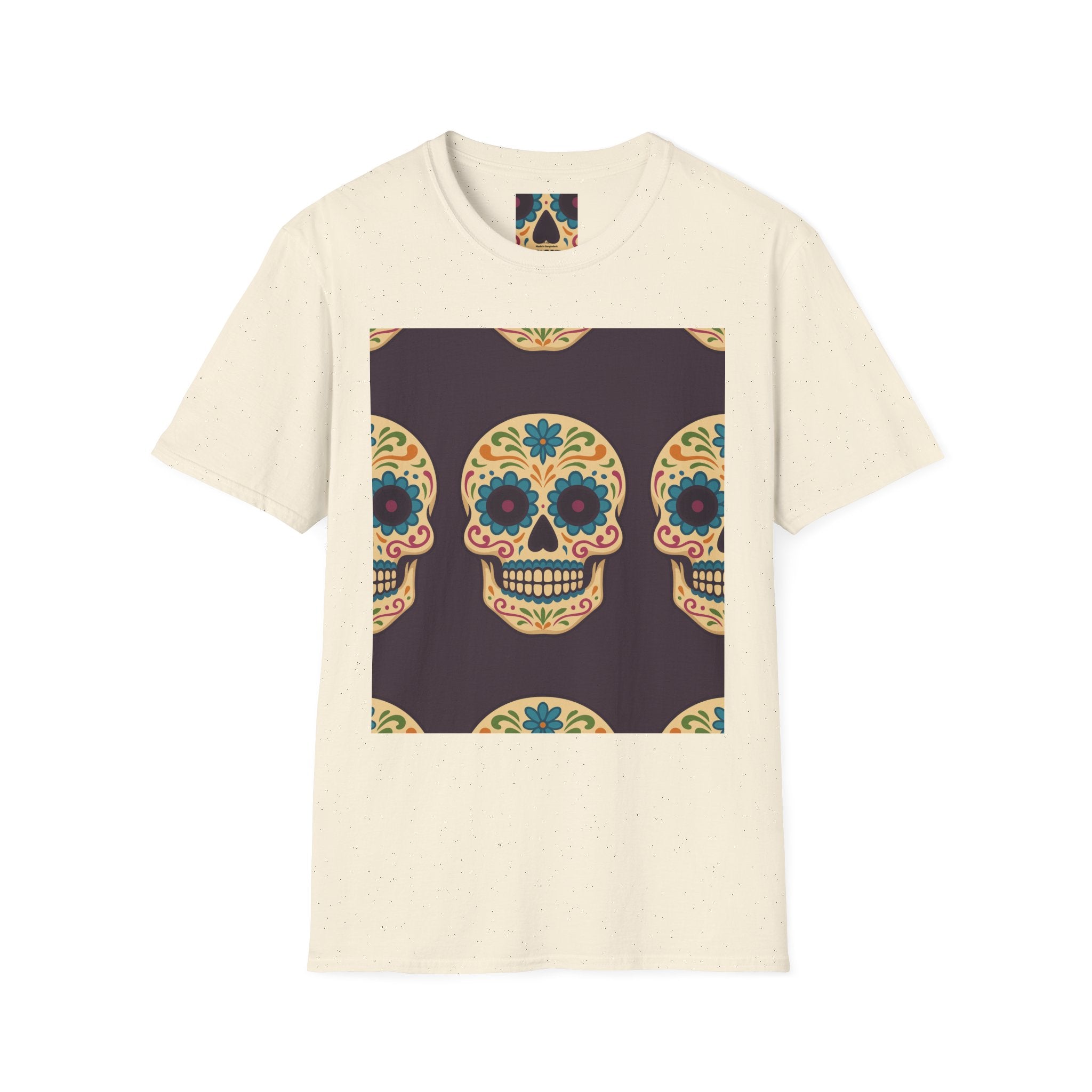 MOSAiC | Day of the Dead T-Shirt, Unisex Graphic Tee, Halloween Shirt, Sugar Skull Top, Boho Festival Wear, Vintage Style Apparel