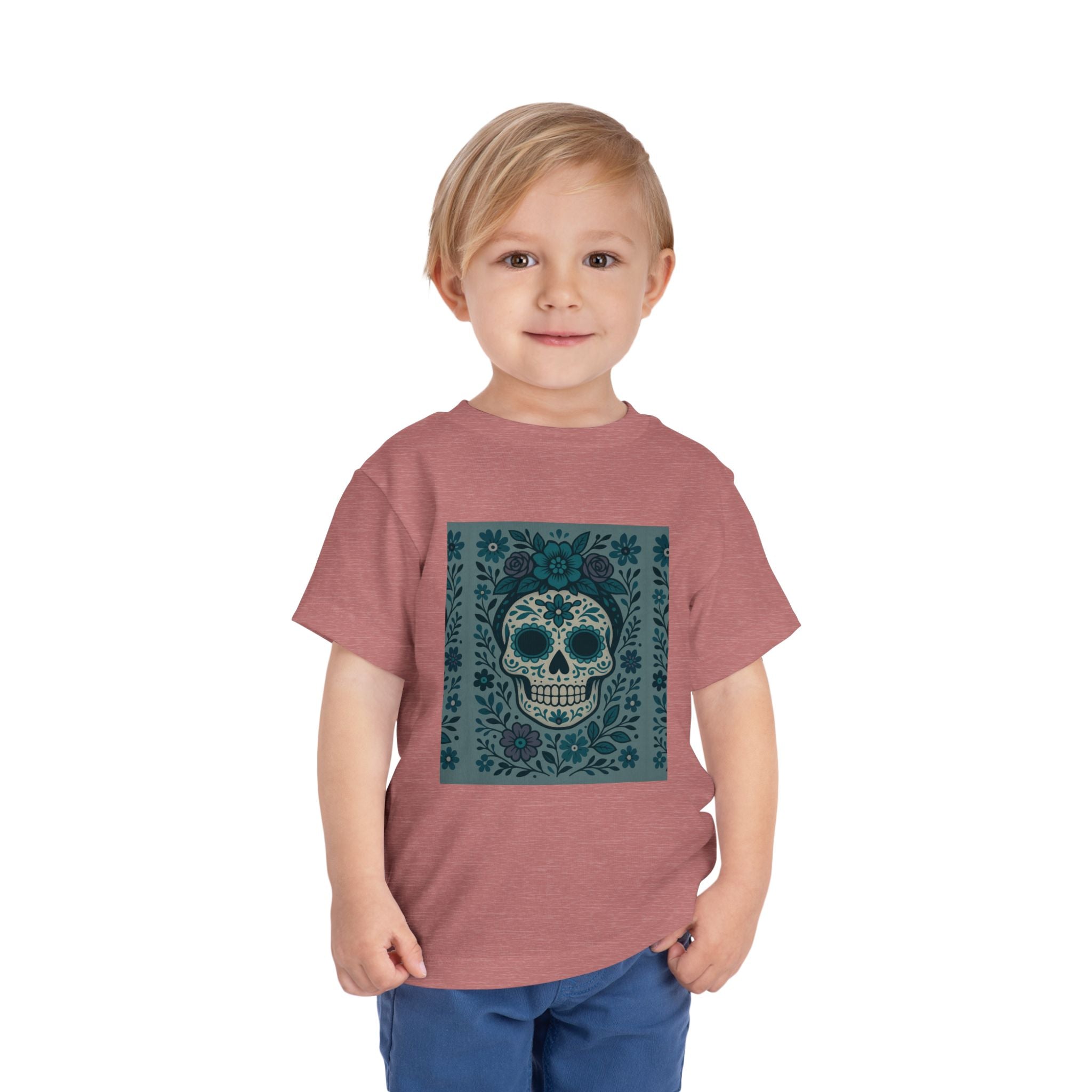 MOSiQ | Day of the Dead  Sugar Skull Toddler Tee, Kids' Halloween Shirt, Día de los Muertos Gift, Cute Toddler Outfit, Toddler Graphic T-Shirt