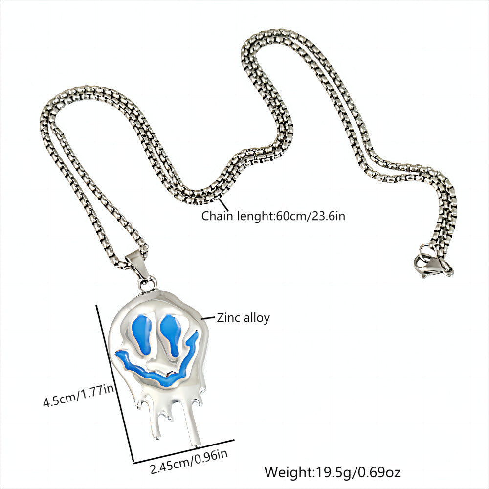 MOSiC | Day of the Dead Zinc Alloy Noctilucent Necklace Halloween Ghost Glowing Grimace Pendant