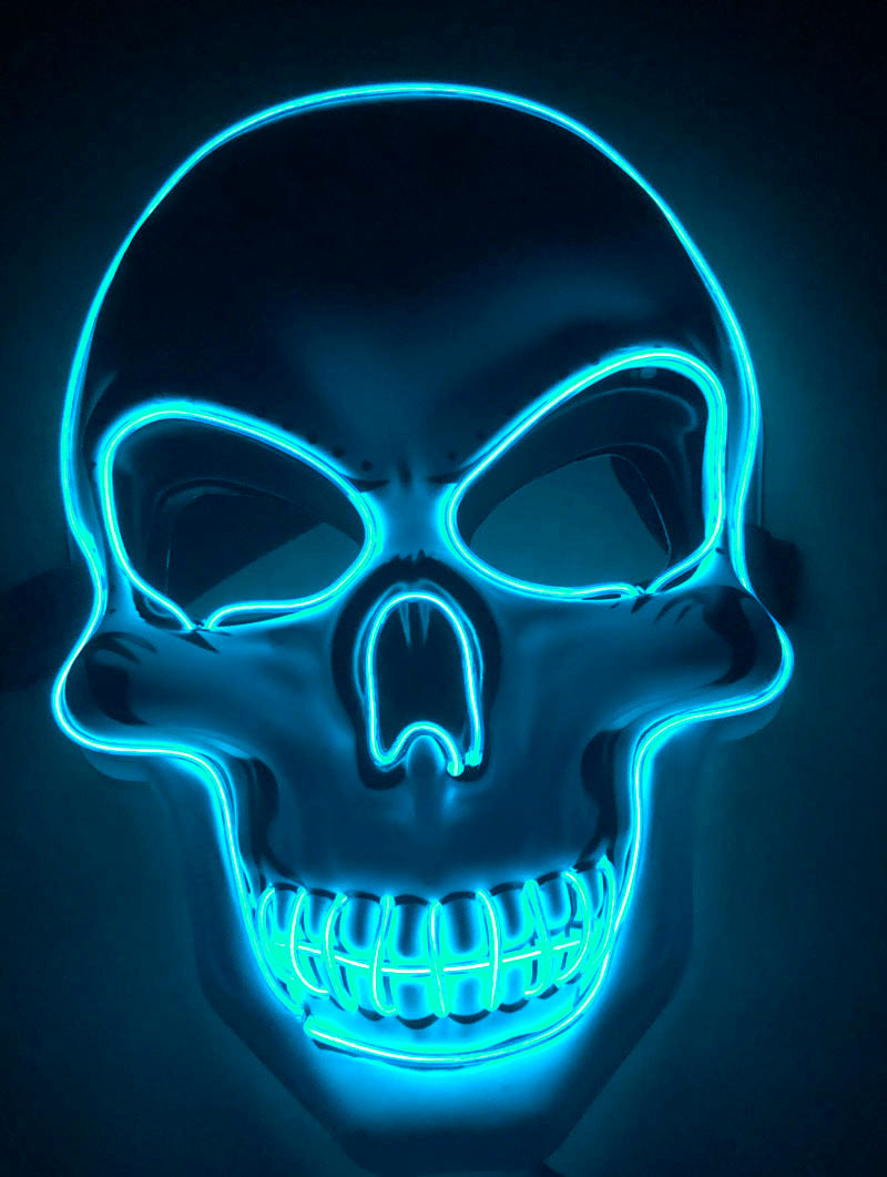Halloween Cane Cosplay Props Halloween Skeleton Mask LED Glow Scary Mask