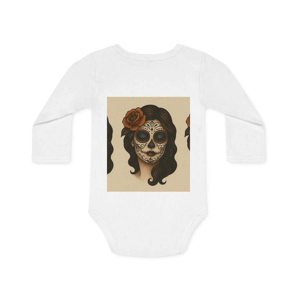 MOSiQ | Day of the Dead Havana Baby Bodysuit, Cute Infant Skull Outfit, Organic Cotton Babywear, Halloween Baby Gift, Unisex Newborn Clothing
