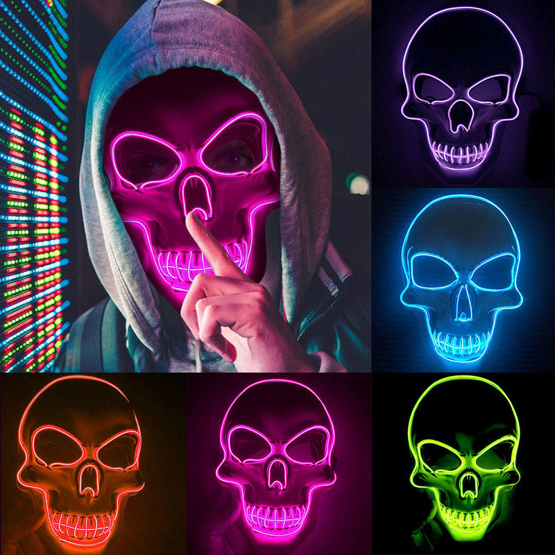 Halloween Cane Cosplay Props Halloween Skeleton Mask LED Glow Scary Mask