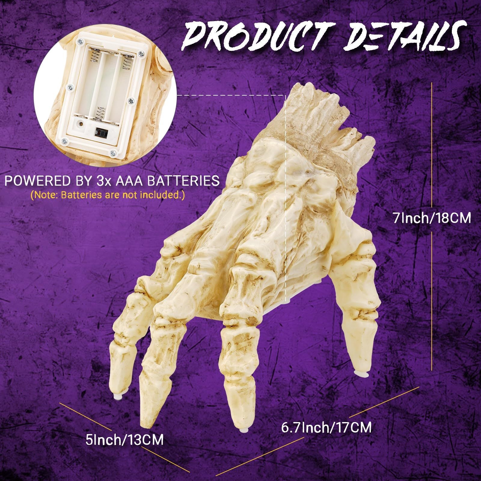 MOSiQ Day of the Dead Halloween Electric Luminous Crawling Hand Animated Decoration Induction Luminous Decoration Zombie Hand With Spooky Sound
