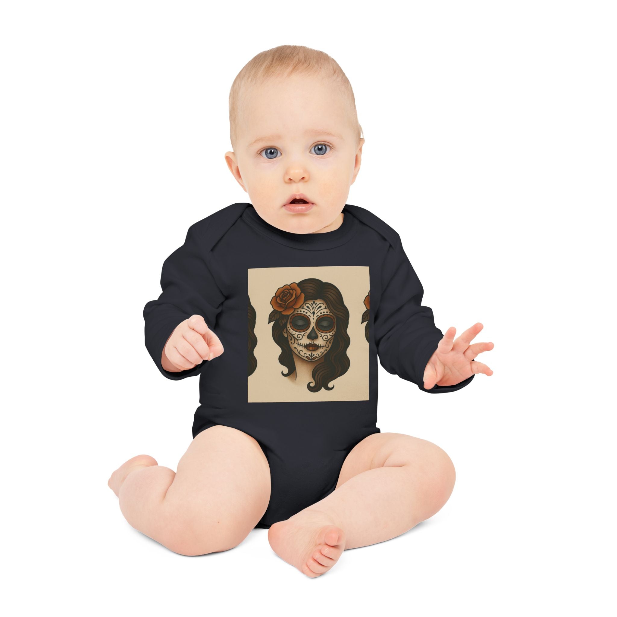 MOSiQ | Day of the Dead Havana Baby Bodysuit, Cute Infant Skull Outfit, Organic Cotton Babywear, Halloween Baby Gift, Unisex Newborn Clothing