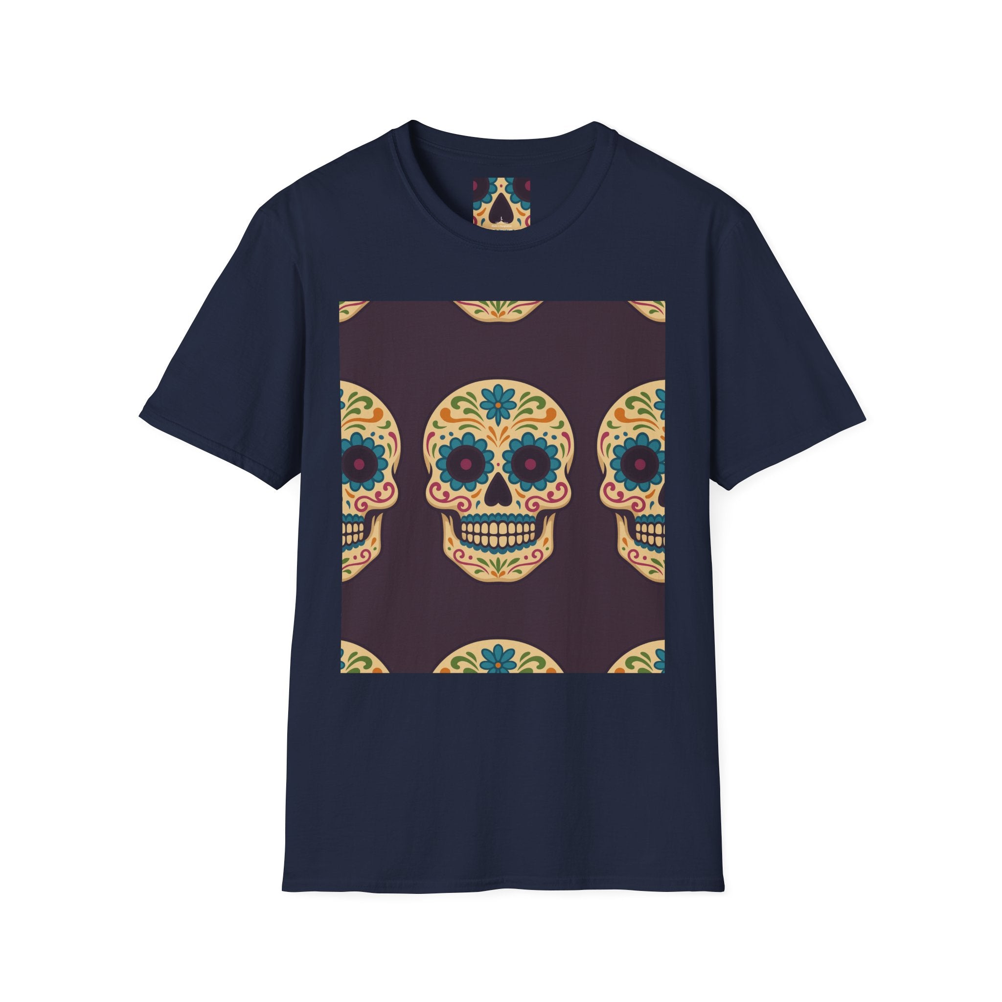 MOSAiC | Day of the Dead T-Shirt, Unisex Graphic Tee, Halloween Shirt, Sugar Skull Top, Boho Festival Wear, Vintage Style Apparel