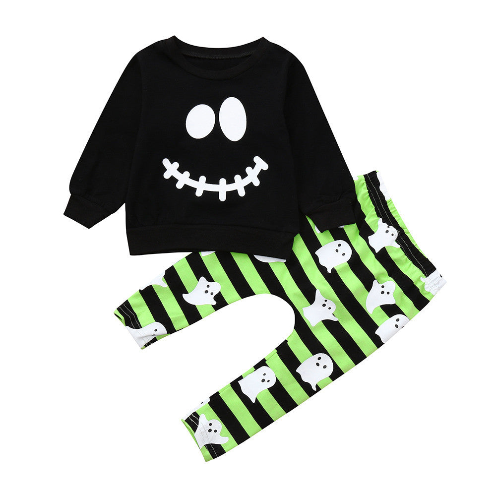 MOSiQ | Day of the Dead Boys long sleeve Halloween smiley two-piece set