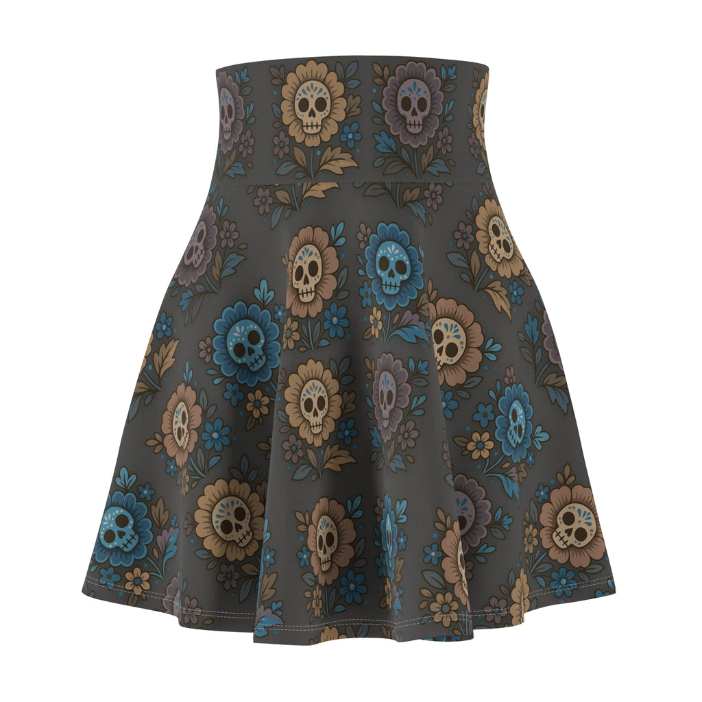 MOSiQ | Day of the Dead Floral Women's Skull Skirt, Boho Chic Skirt, Summer Festival Fashion, Day of the Dead Outfit, Casual Everyday Wear