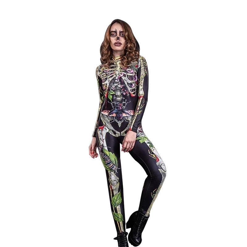 MOSiQ | Day of the Dead  Costume Body Skeleton Tight Jumpsuit