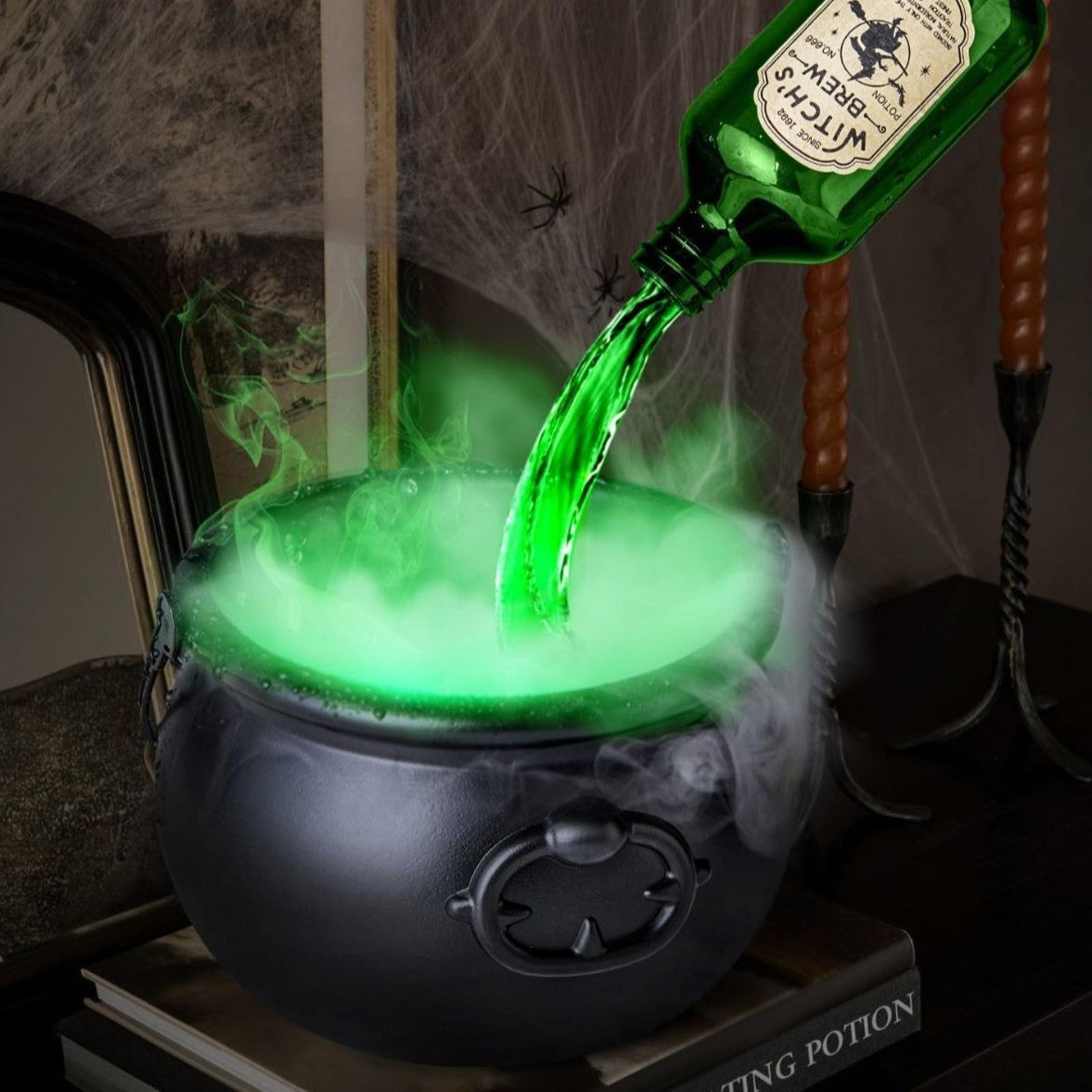 MOSiQ Day of the Dead Halloween Black Wizard Bowl Magic Float Bottle And Diffuser Indoor Home Bar Magic Party Horror Ghost Props Halloween Decoration