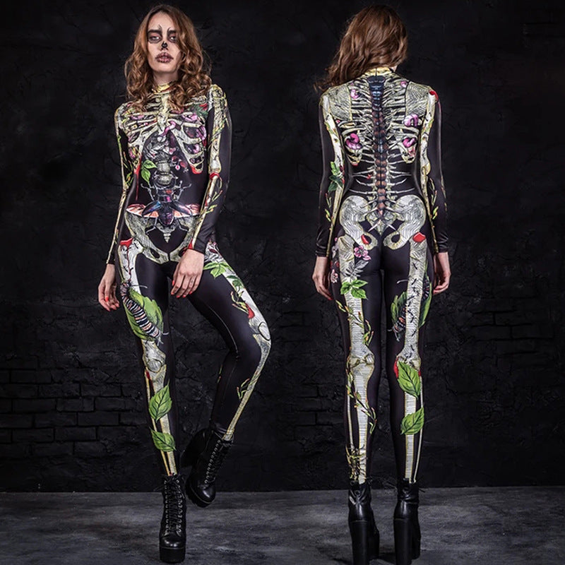 MOSiQ | Day of the Dead  Costume Body Skeleton Tight Jumpsuit