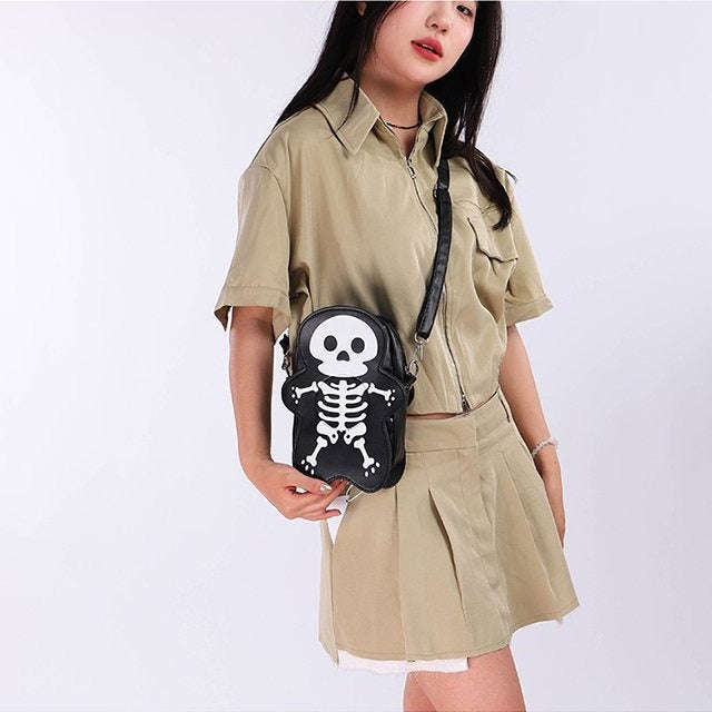 MOSiQ Day of the Dead Halloween Skull Shoulder Bag Girls Fashion Funny Cute Messenger Crossbody Bags Women Small Phone Bag