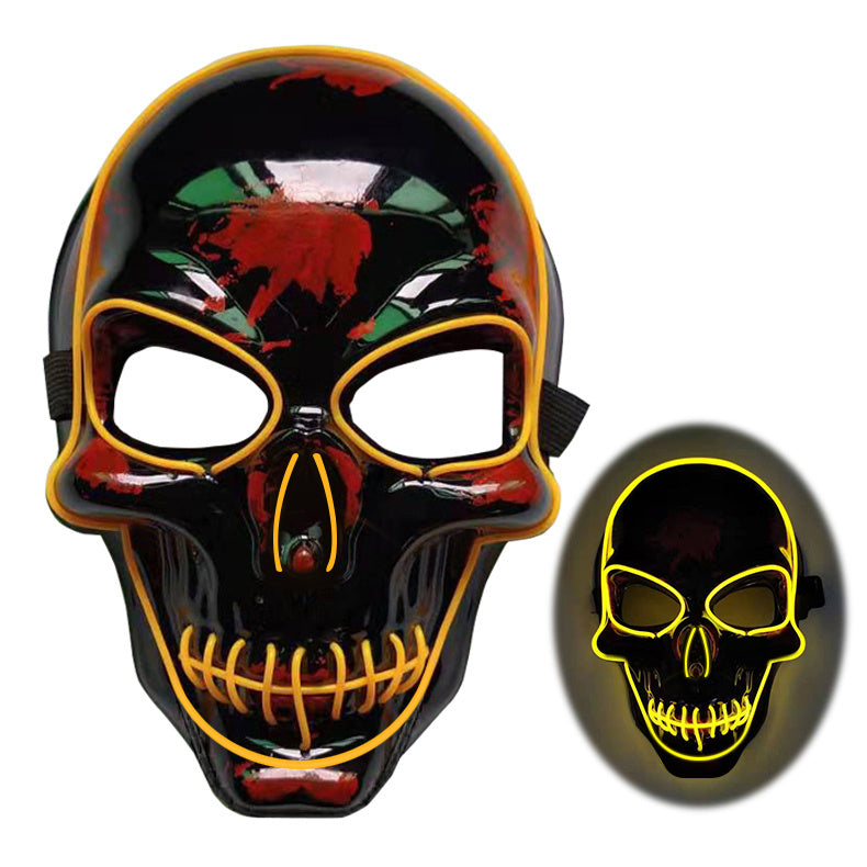 Halloween Cane Cosplay Props Halloween Skeleton Mask LED Glow Scary Mask