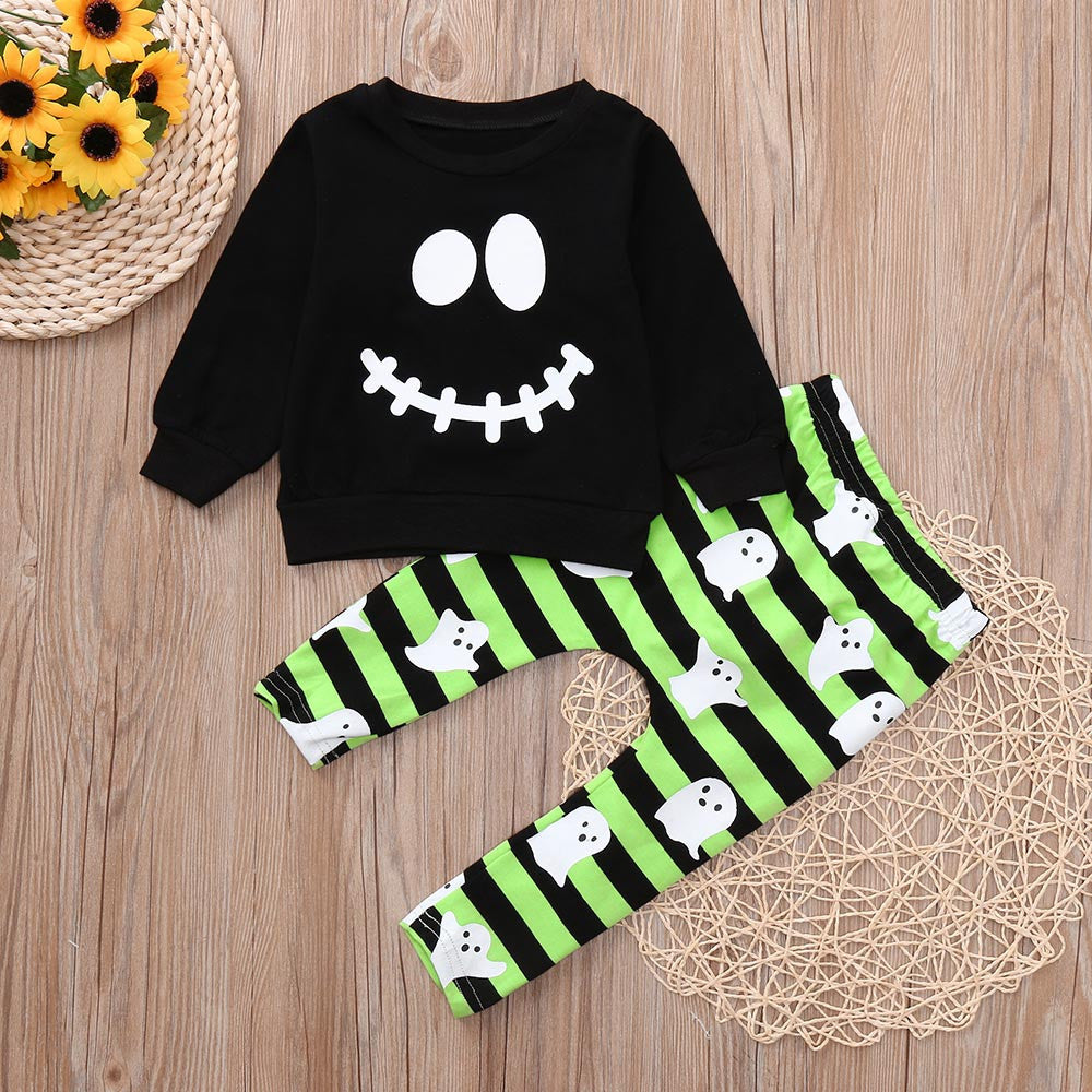 MOSiQ | Day of the Dead Boys long sleeve Halloween smiley two-piece set