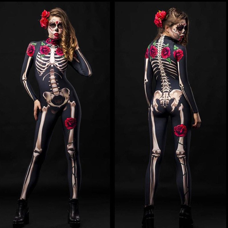 MOSiQ | Day of the Dead  Skull rose skeleton jumpsuit