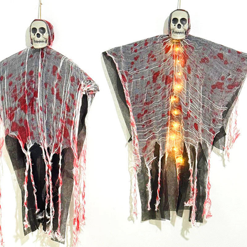 MOSiQ Day of the Dead Halloween Decoration Blood-dyed Luminous Skull Hanging Ghost Outdoor Ornaments