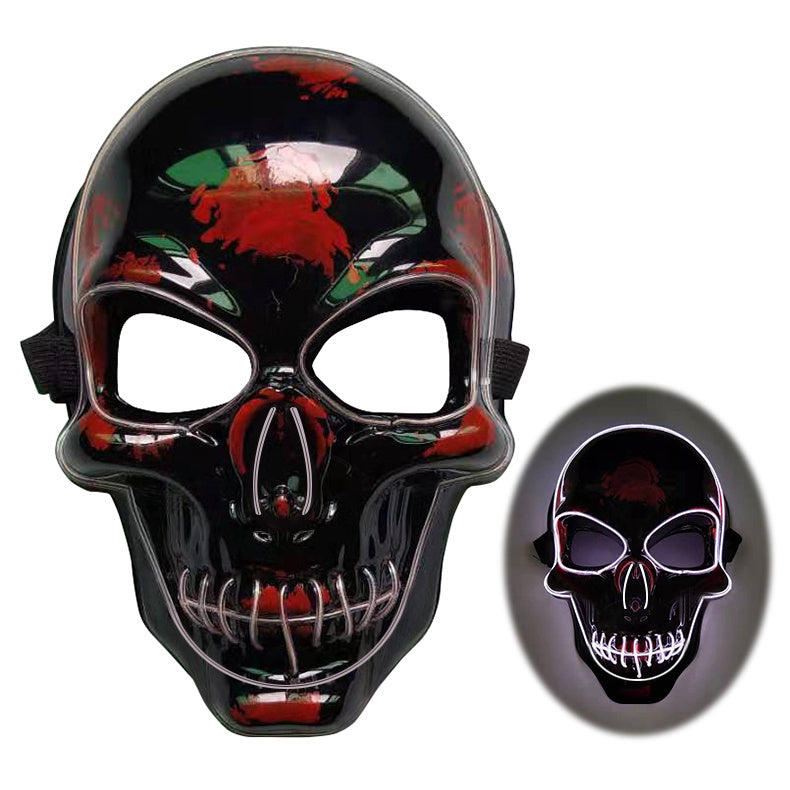 Halloween Cane Cosplay Props Halloween Skeleton Mask LED Glow Scary Mask