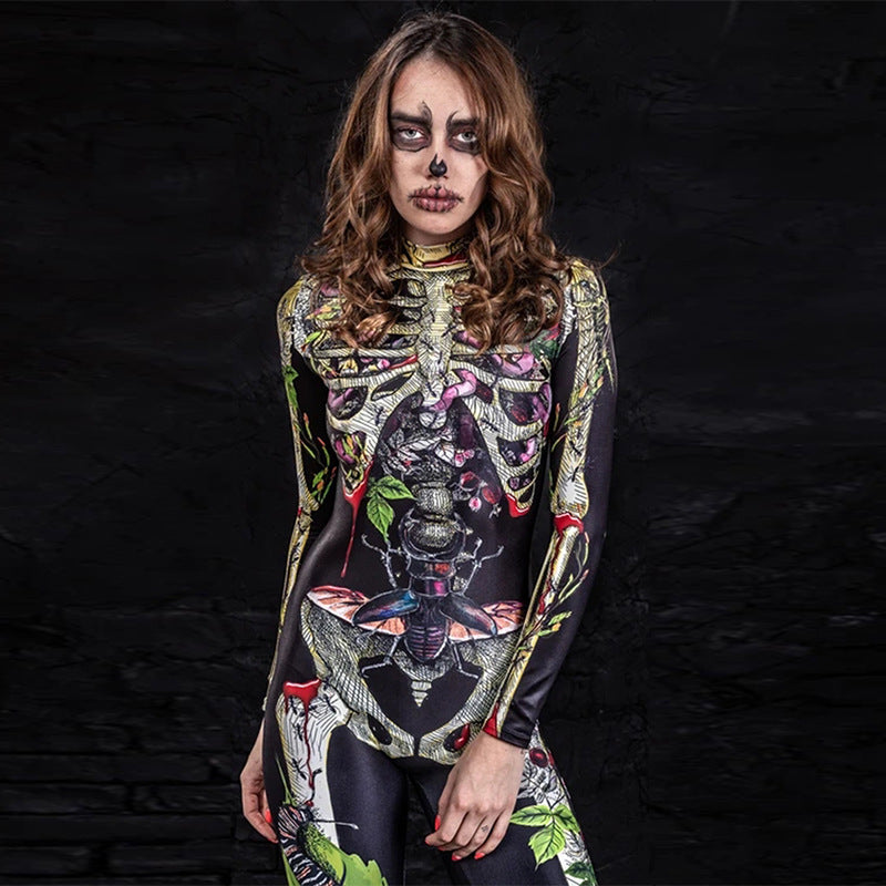 MOSiQ | Day of the Dead  Costume Body Skeleton Tight Jumpsuit