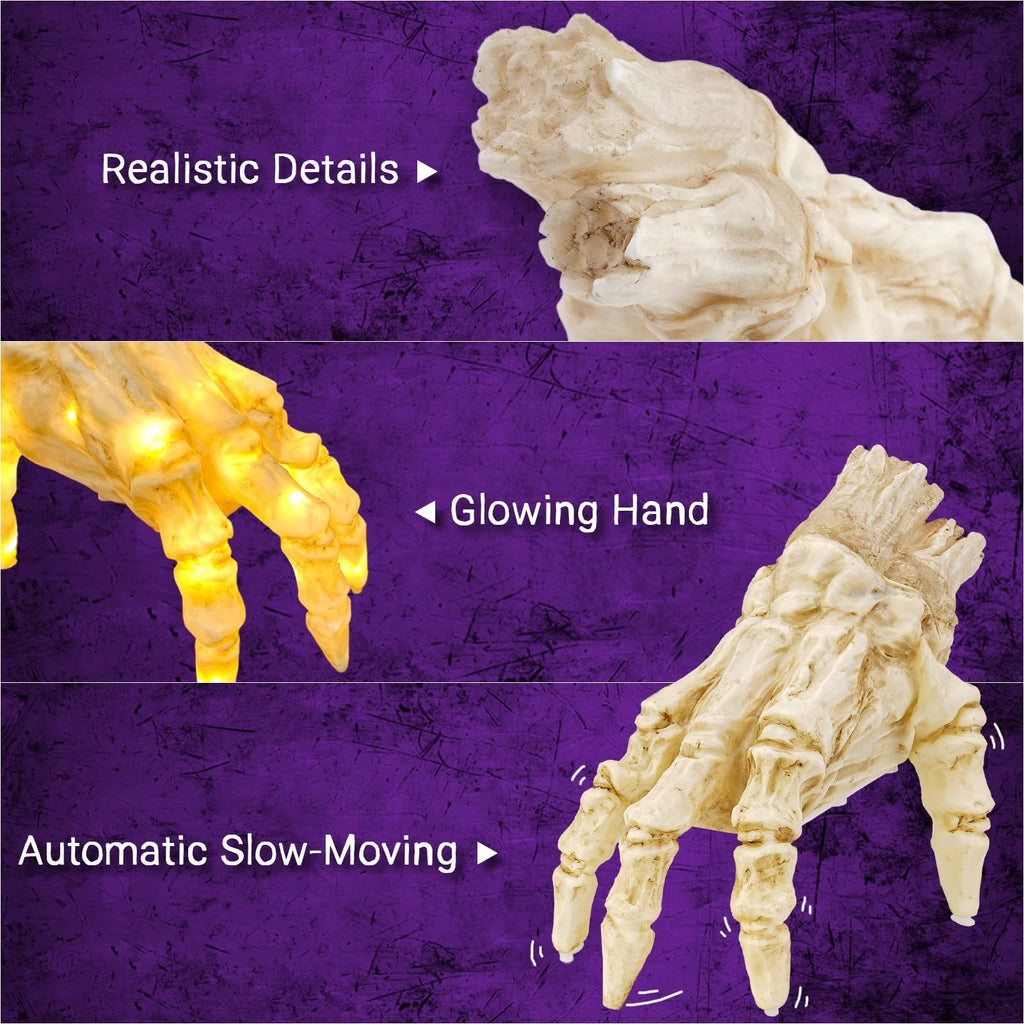 MOSiQ Day of the Dead Halloween Electric Luminous Crawling Hand Animated Decoration Induction Luminous Decoration Zombie Hand With Spooky Sound