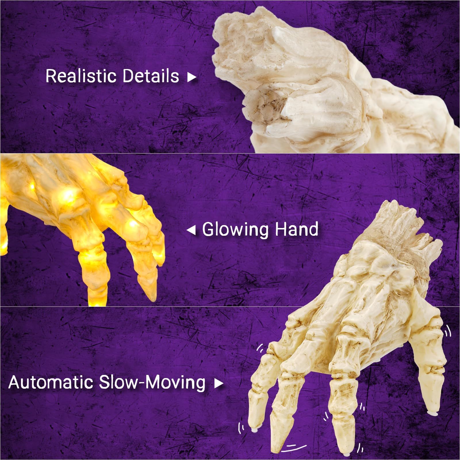 MOSiQ Day of the Dead Halloween Electric Luminous Crawling Hand Animated Decoration Induction Luminous Decoration Zombie Hand With Spooky Sound