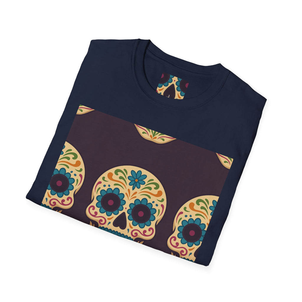 MOSAiC | Day of the Dead T-Shirt, Unisex Graphic Tee, Halloween Shirt, Sugar Skull Top, Boho Festival Wear, Vintage Style Apparel