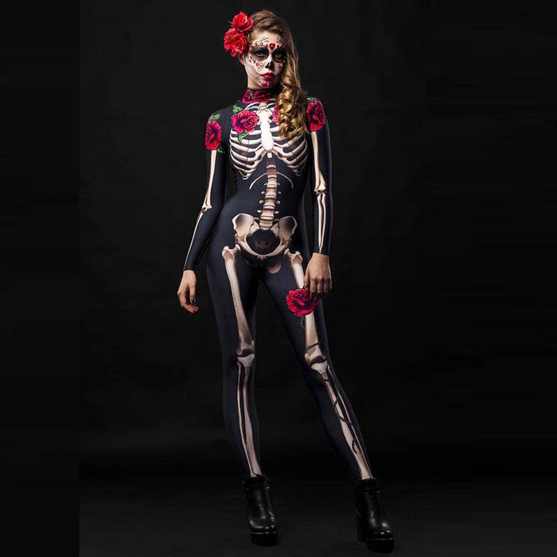 MOSiQ | Day of the Dead Rosa Skeleton Tights Woman Costume