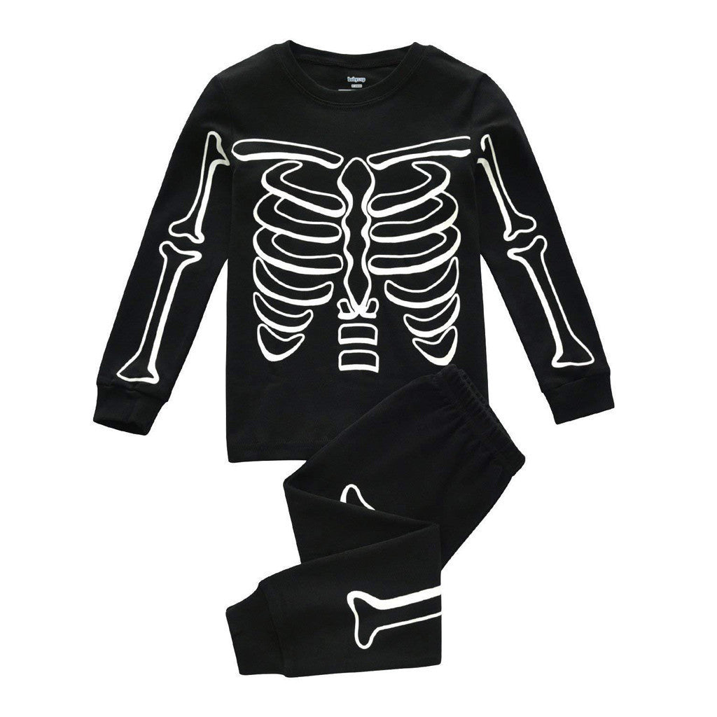 MOSiQ | Day of the Dead Halloween Glowing Bones Print Long Sleeve Pajama Set