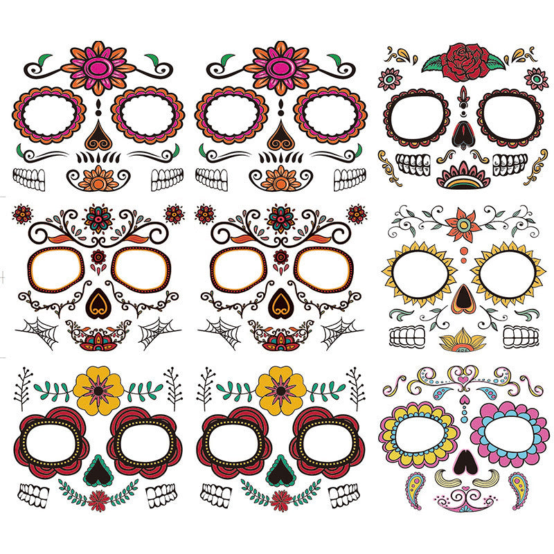 MOSiQ Day Of The Dead Face Pasters Tattoo Waterproof Funny